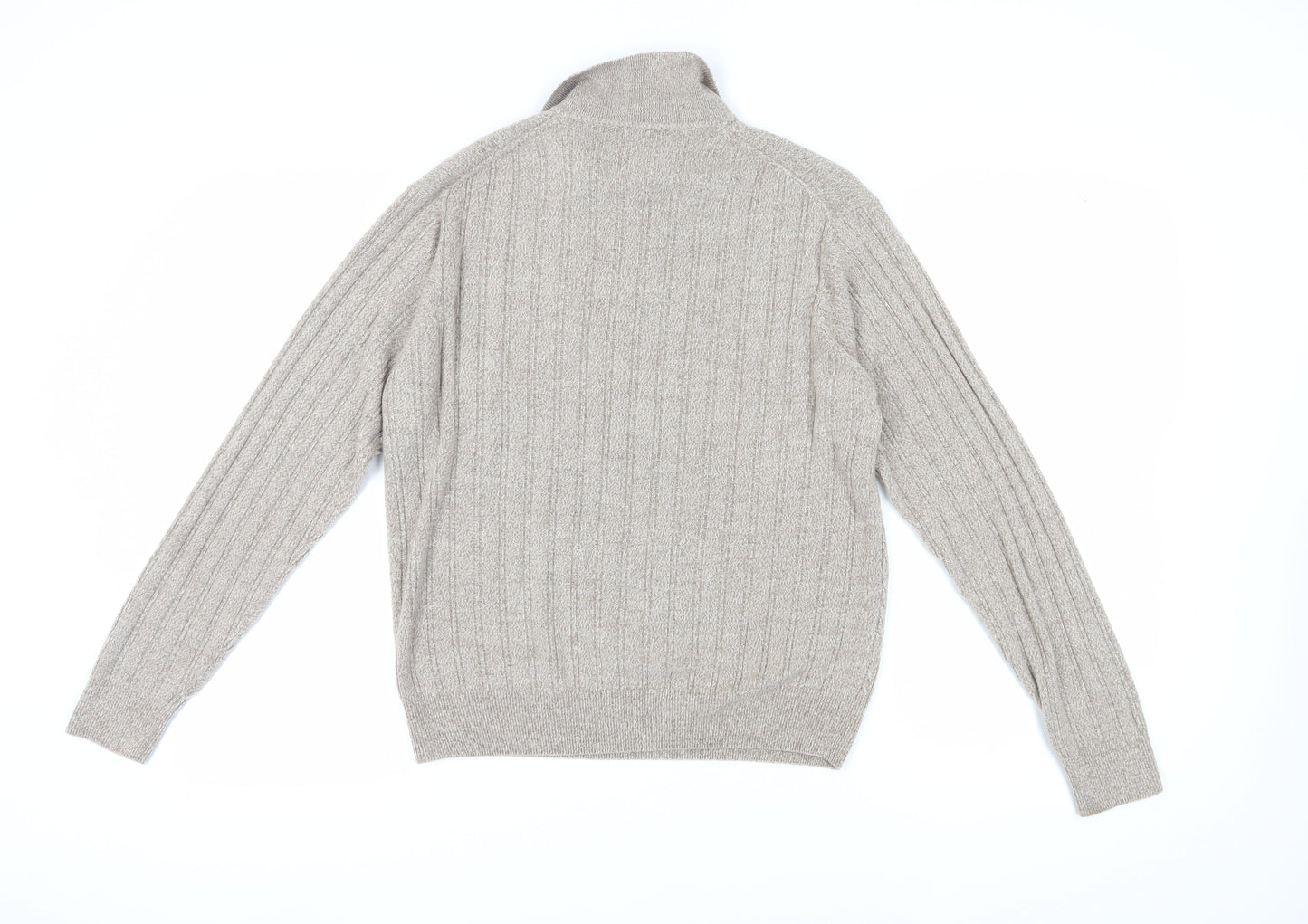 Dockers Men's Beige Cable-Knit Henley Jumper M