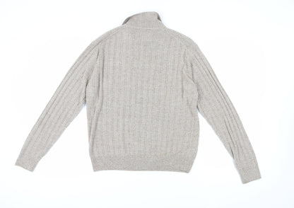 Dockers Men's Beige Cable-Knit Henley Jumper M