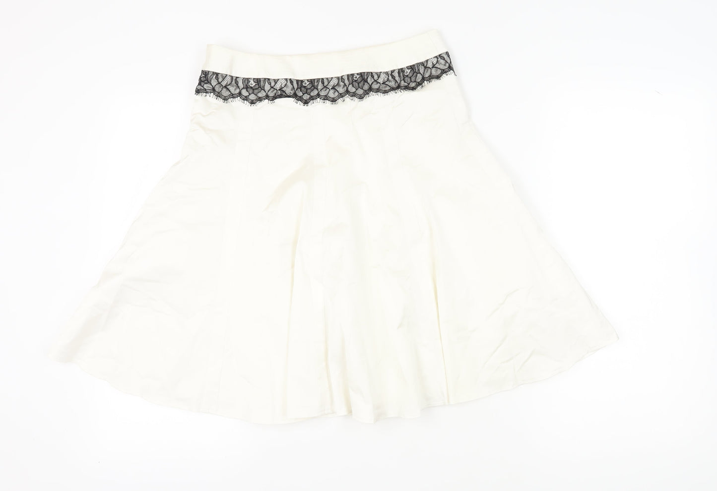 Karen Millen Women's White A-Line Skirt Size 10 Lace Accent