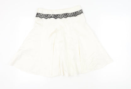 Karen Millen Women's White A-Line Skirt Size 10 Lace Accent