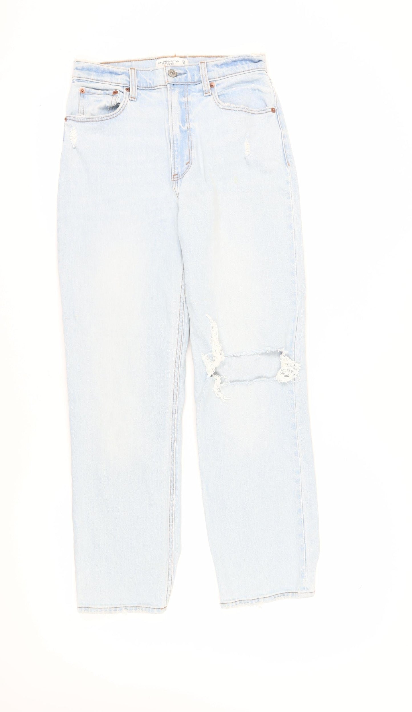 Abercrombie & Fitch Women's Blue High Rise Straight Jeans