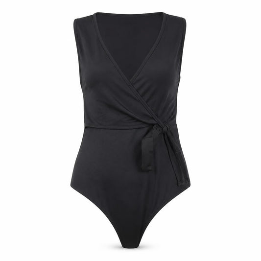Jeff Banks Black Sleeveless Bodysuit, Women, Size 8-10, V-Neck