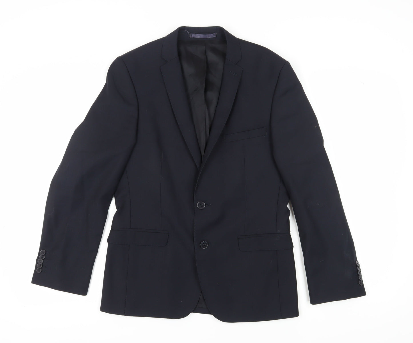 Ben Sherman Men's Black Single Breasted Wool Blend Blazer Jacket Size 38 Regular