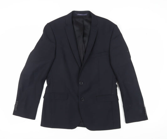 Ben Sherman Men's Black Single Breasted Wool Blend Blazer Jacket Size 38 Regular
