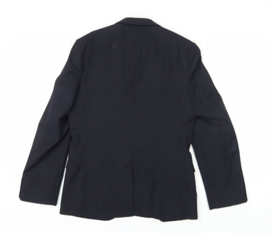 Ben Sherman Men's Black Single Breasted Wool Blend Blazer Jacket Size 38 Regular