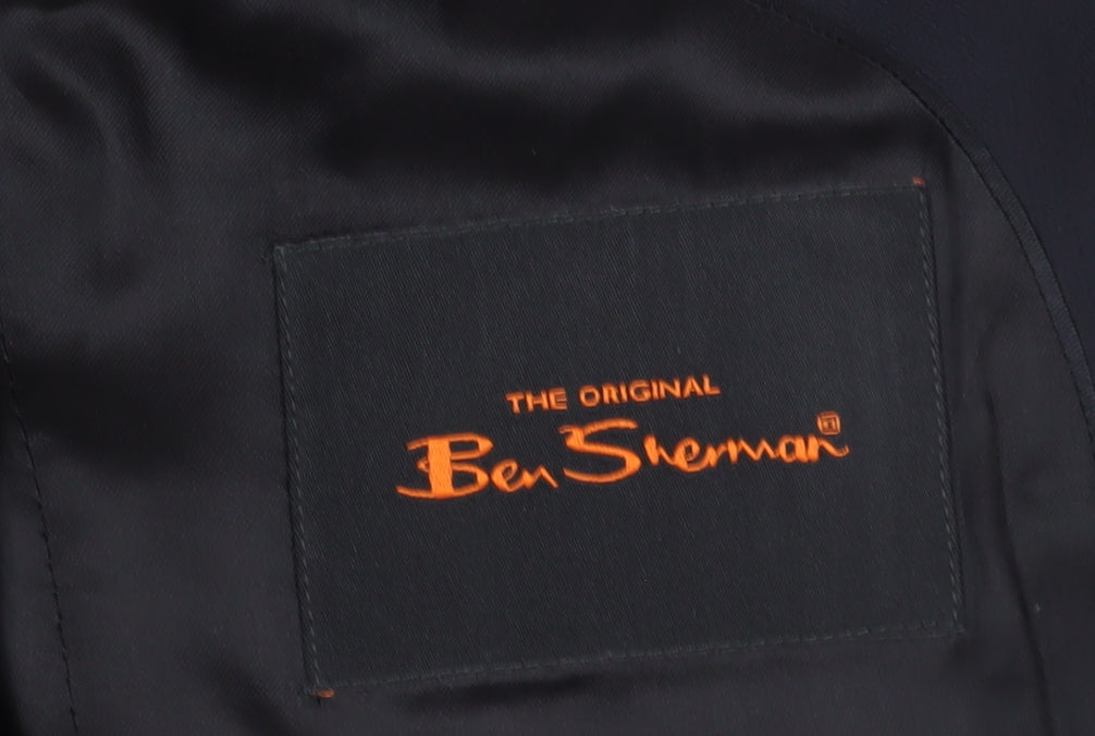 Ben Sherman Men's Black Single Breasted Wool Blend Blazer Jacket Size 38 Regular