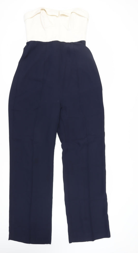 Ted Baker Women’s Ivory & Blue Strapless Jumpsuit UK 6