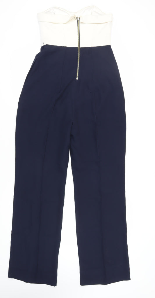 Ted Baker Women’s Ivory & Blue Strapless Jumpsuit UK 6