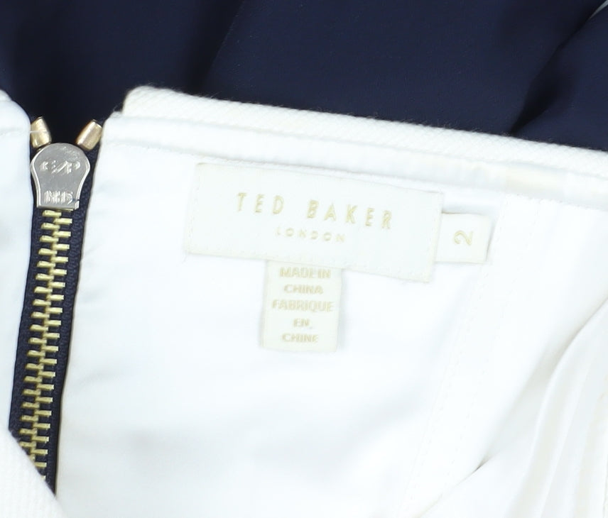 Ted Baker Women’s Ivory & Blue Strapless Jumpsuit UK 6