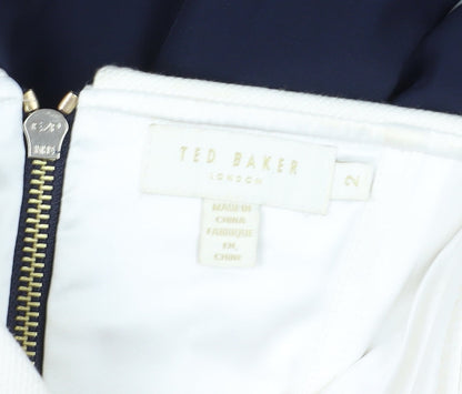 Ted Baker Women’s Ivory & Blue Strapless Jumpsuit UK 6