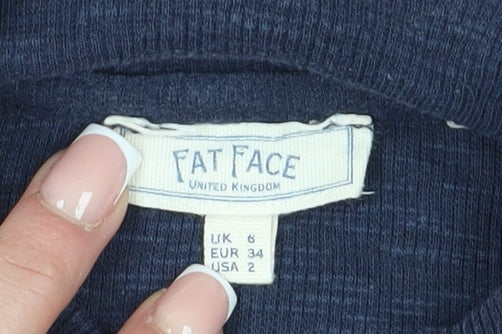 Womens UK Size 6 Fat Face Blue Basic T-Shirt