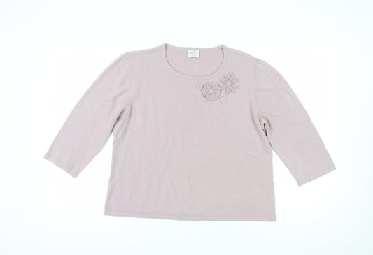 Eastex Women’s Beige 3/4 Sleeve Pullover Jumper