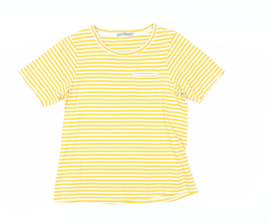 Peter Storm Women Yellow Stripe T-Shirt Size 14