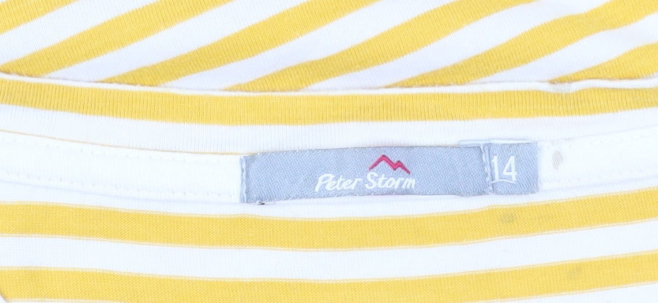 Peter Storm Women Yellow Stripe T-Shirt Size 14
