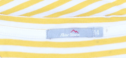 Peter Storm Women Yellow Stripe T-Shirt Size 14