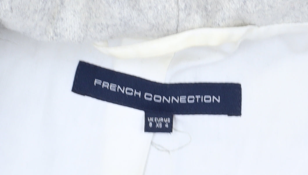 French Connection Women's Grey Hooded Overcoat Size 8