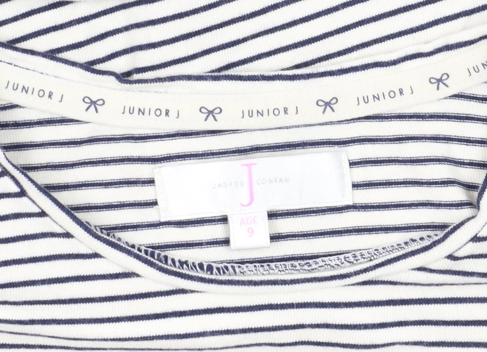 Jasper Conran Girls White Striped Long Sleeve T-Shirt, Size 9