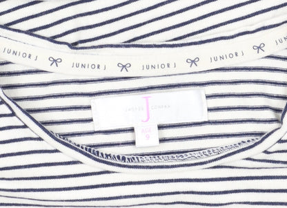 Jasper Conran Girls White Striped Long Sleeve T-Shirt, Size 9