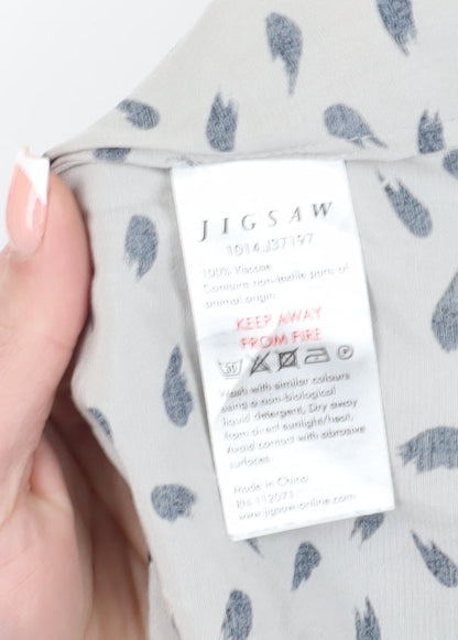 Womens UK Size 10 Jigsaw Grey Basic Blouse