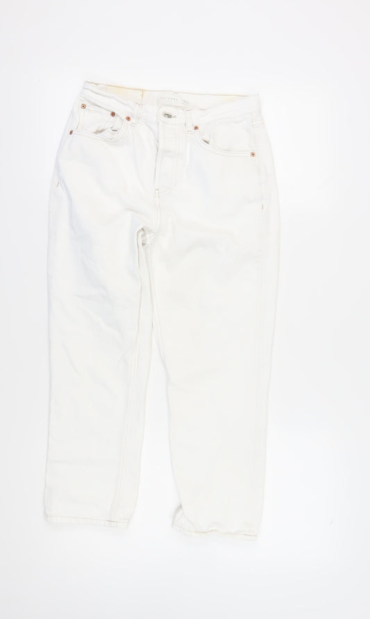 Topshop Women's White Straight Jeans Size 10