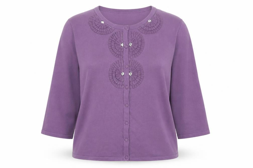 Womens UK Size 14 Eastex Purple Cardigan Jumper