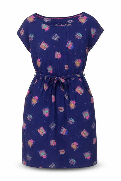White Stuff Women's Blue Geometric Strapless Dress Size 10