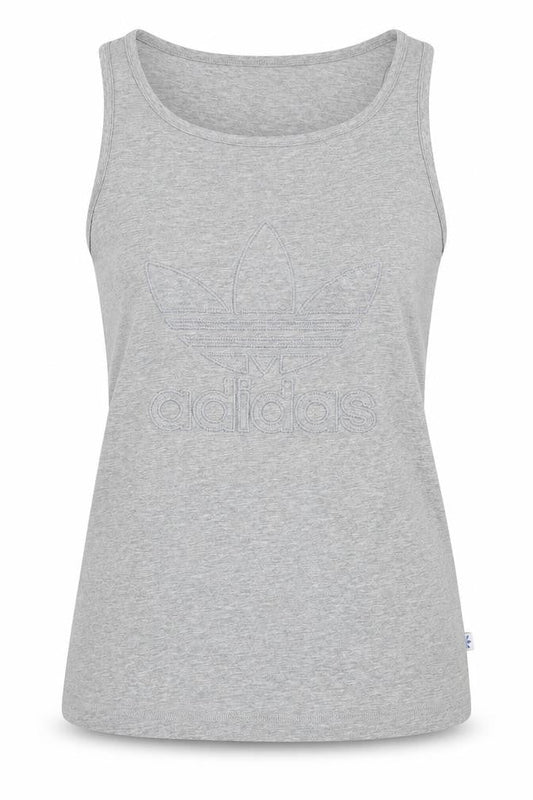 Front view of Adidas Women's Grey Tank Top, size 10, Summer Essential