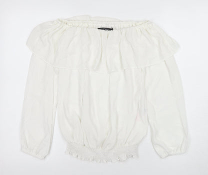 Womens UK Size 8 Julien Macdonald White Tunic Blouse