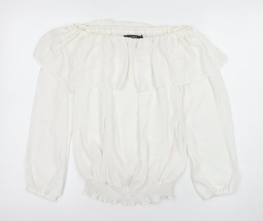 Womens UK Size 8 Julien Macdonald White Tunic Blouse