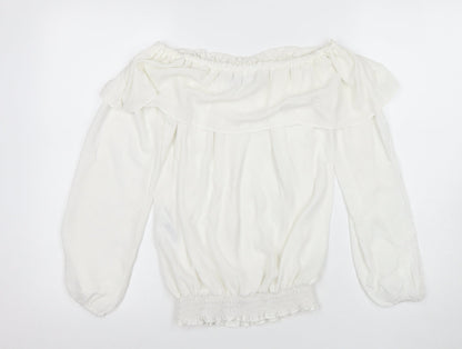 Womens UK Size 8 Julien Macdonald White Tunic Blouse