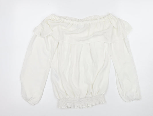 Womens UK Size 8 Julien Macdonald White Tunic Blouse