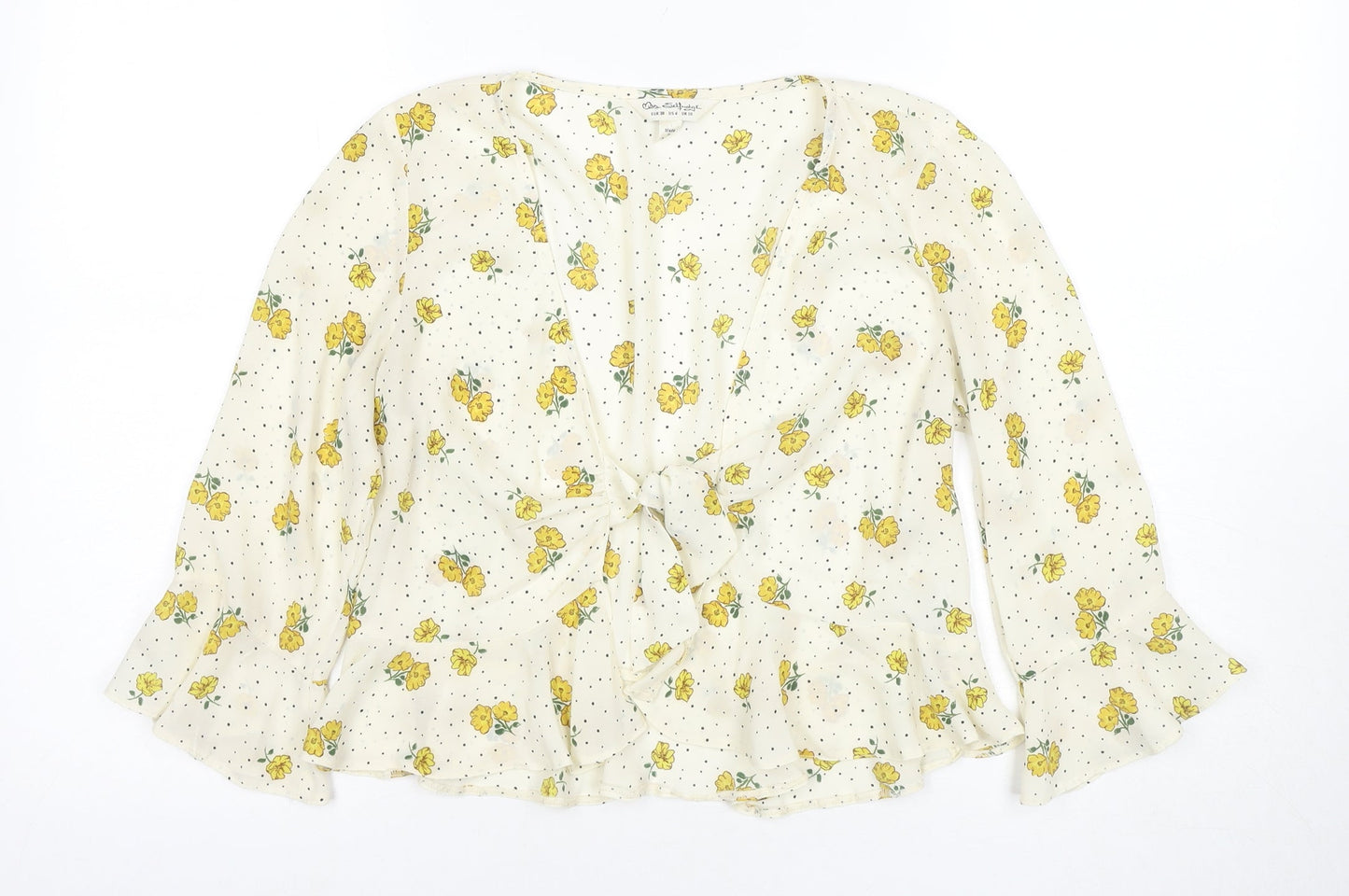 Rue Stiic Women's Ivory Floral Blouse UK 10 V-Neck