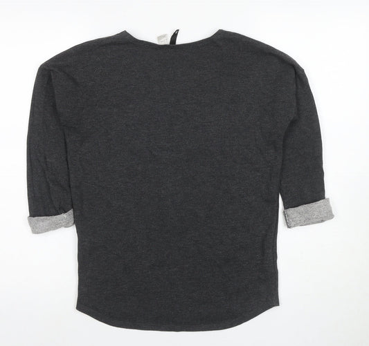 H&M Women Grey Skull Pullover Sweatshirt Size 6