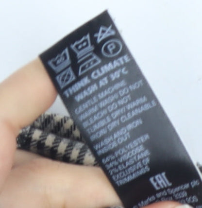 Marks and Spencer Women's Brown Check Pleated Skirt - Size 12