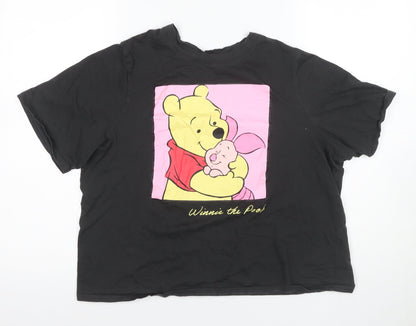 Disney Women's Black Winnie the Pooh T-Shirt Size 14
