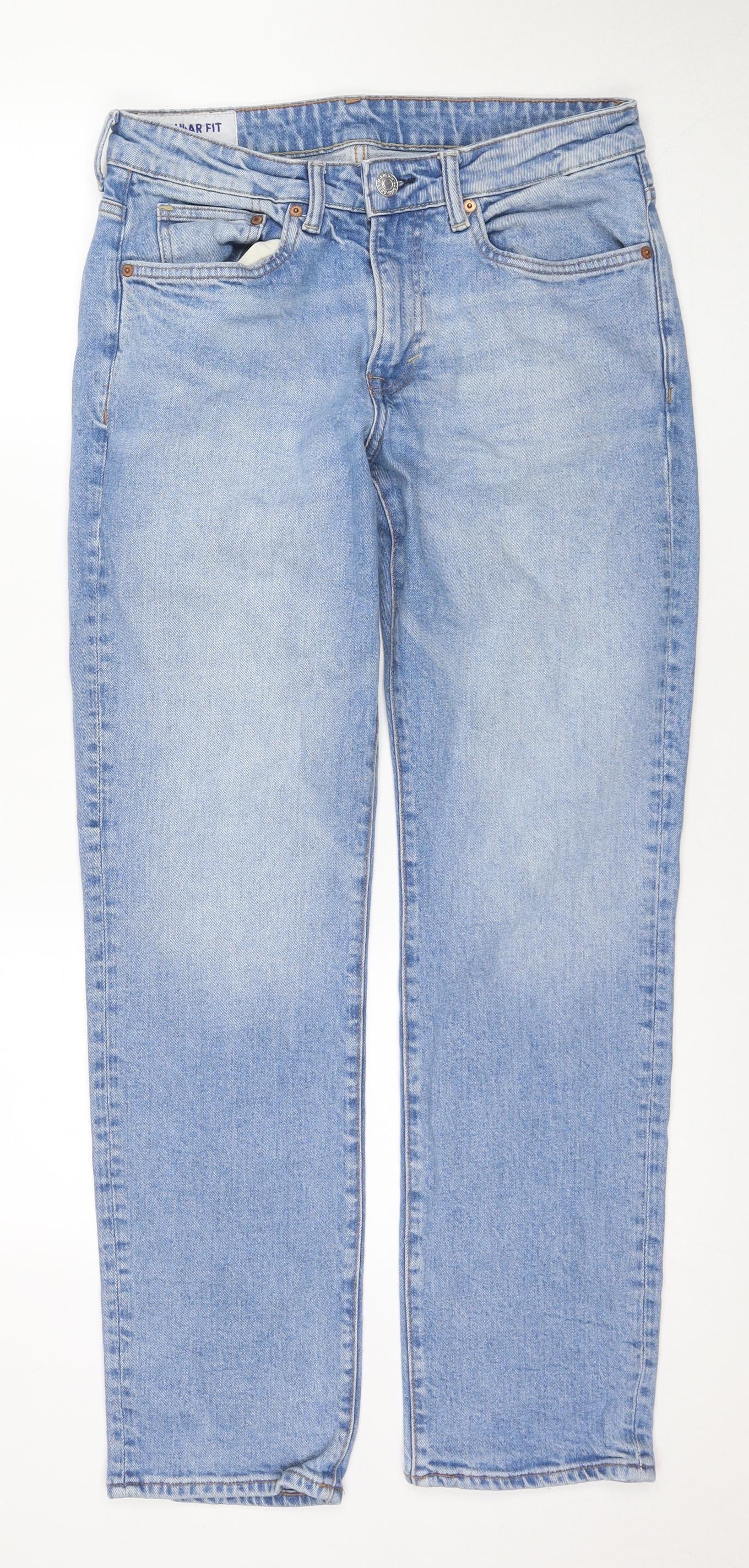 H&M Men's Blue Slim Straight Jeans, Size 8, Light Wash