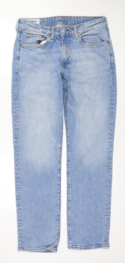 H&M Men's Blue Slim Straight Jeans, Size 8, Light Wash