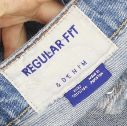 H&M Men's Blue Slim Straight Jeans, Size 8, Light Wash