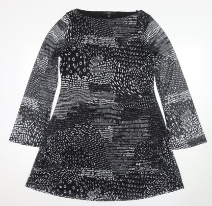 Next Women's Black Geometric Dress, Size 14, Long Sleeve