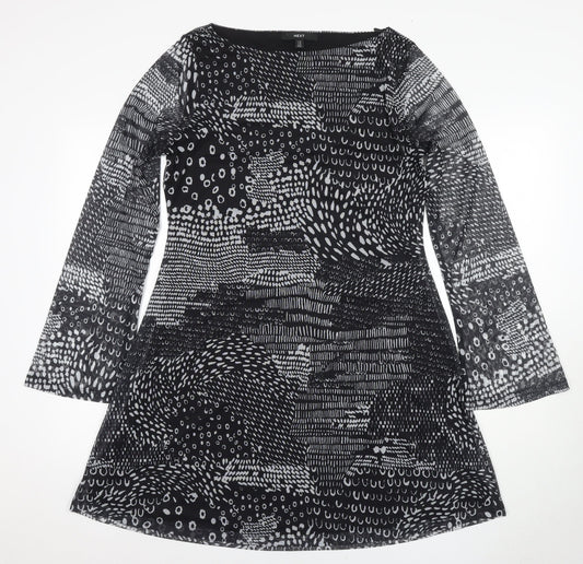 Next Women's Black Geometric Dress, Size 14, Long Sleeve