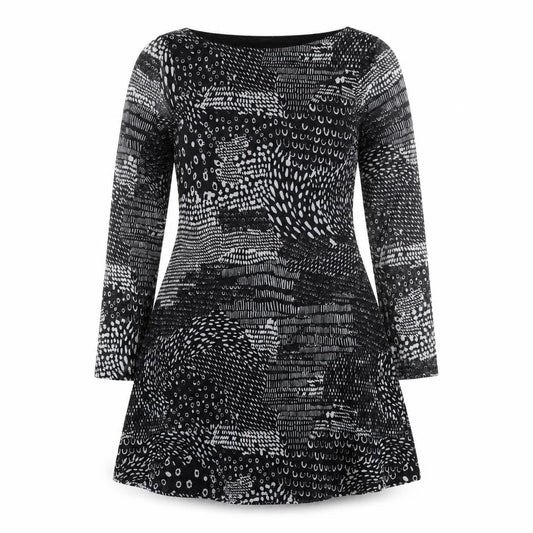 Next Women's Black Geometric Dress, Size 14, Long Sleeve