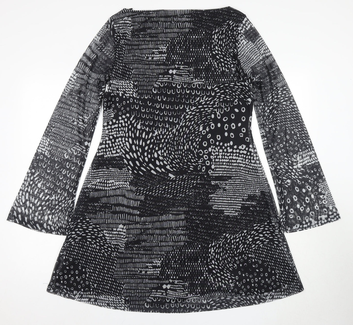 Next Women's Black Geometric Dress, Size 14, Long Sleeve