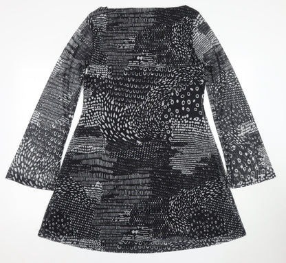 Next Women's Black Geometric Dress, Size 14, Long Sleeve
