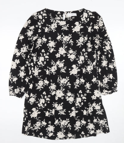 Wallis Petites Black Floral Shift Dress Size 14