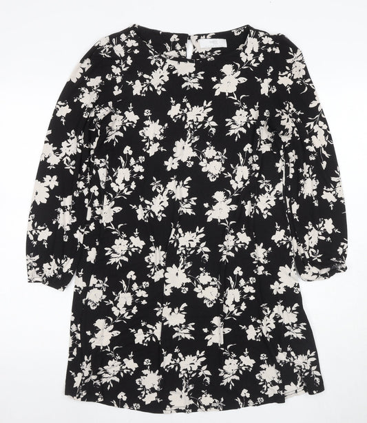 Wallis Petites Black Floral Shift Dress Size 14