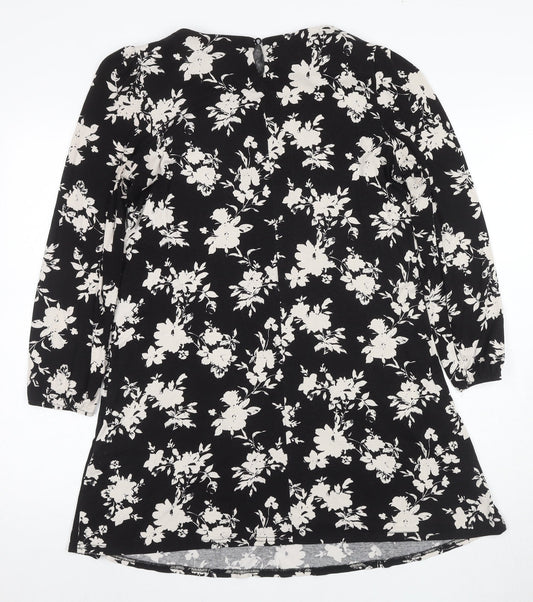 Wallis Petites Black Floral Shift Dress Size 14