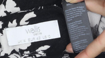 Wallis Petites Black Floral Shift Dress Size 14