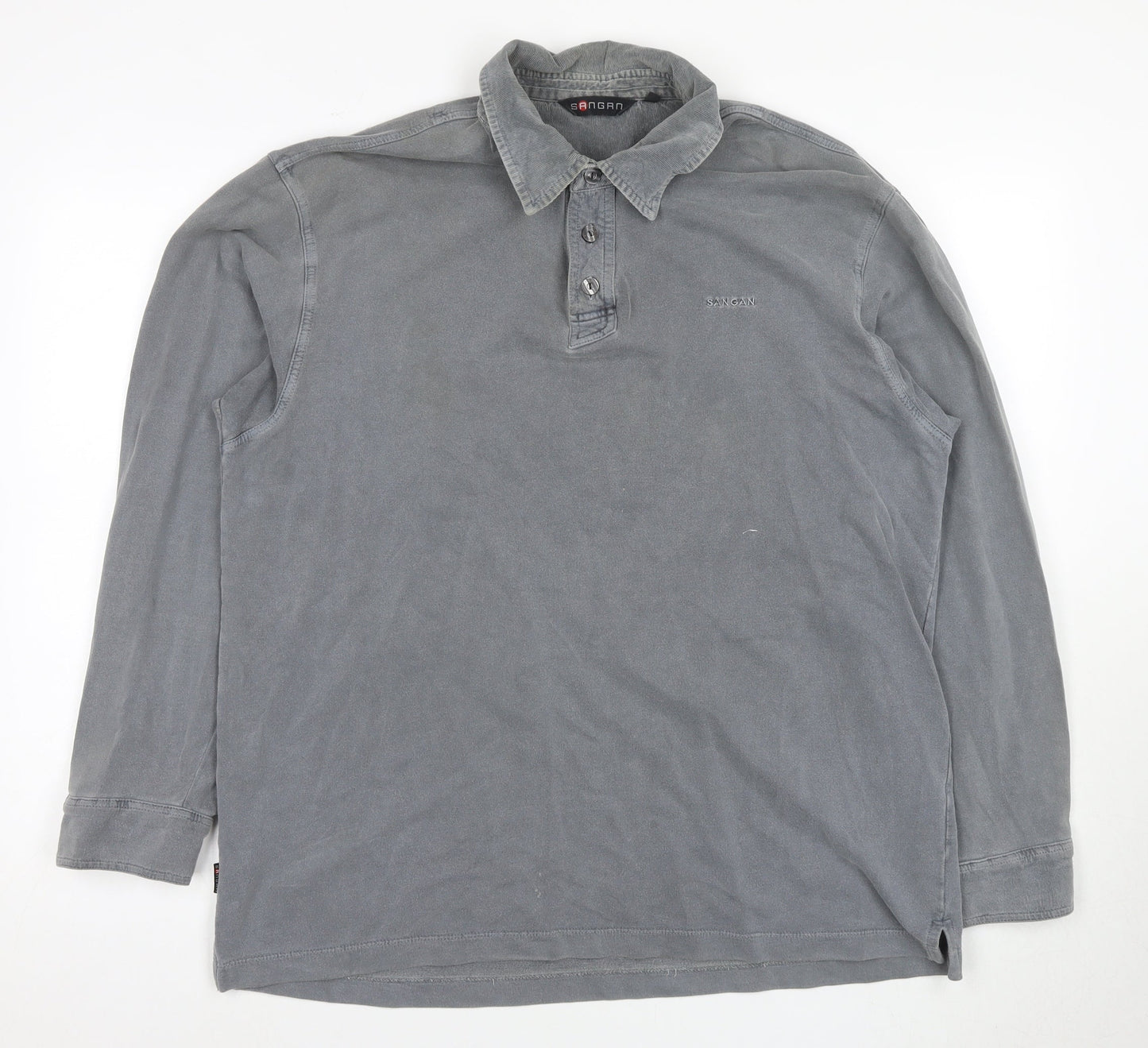 Sangan Men's Grey Long Sleeve Polo L