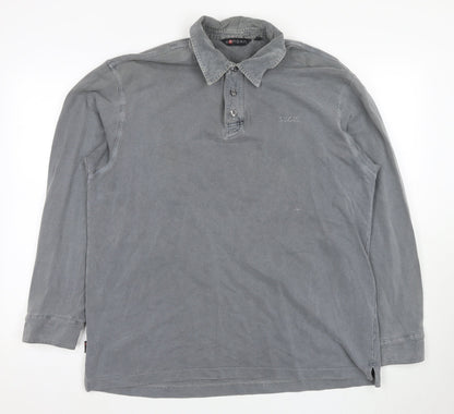 Sangan Men's Grey Long Sleeve Polo L