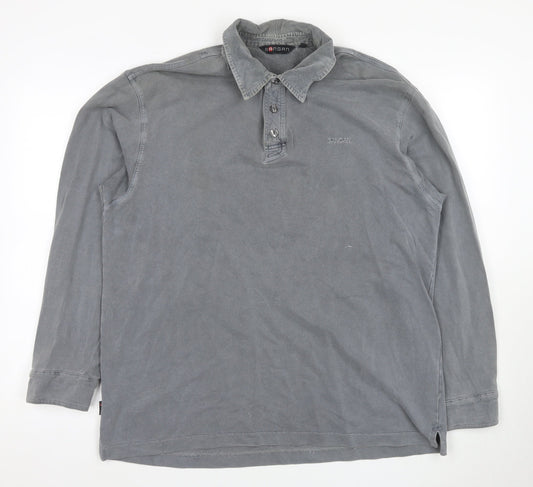 Sangan Men's Grey Long Sleeve Polo L